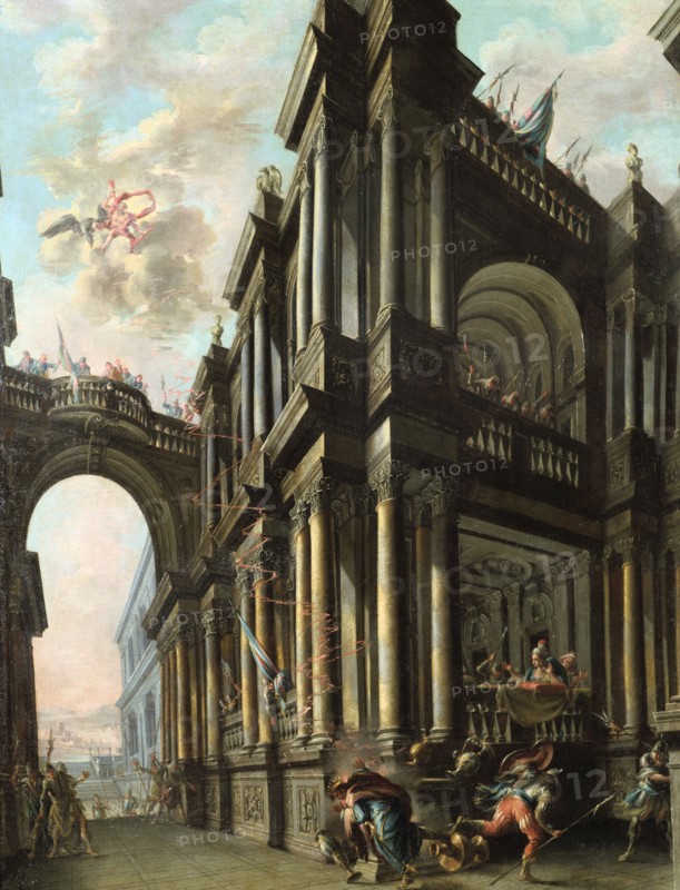 'Jupiter strikes a monarch on the crown in his palace', 1777. Artist: Nicola Bertuzzi