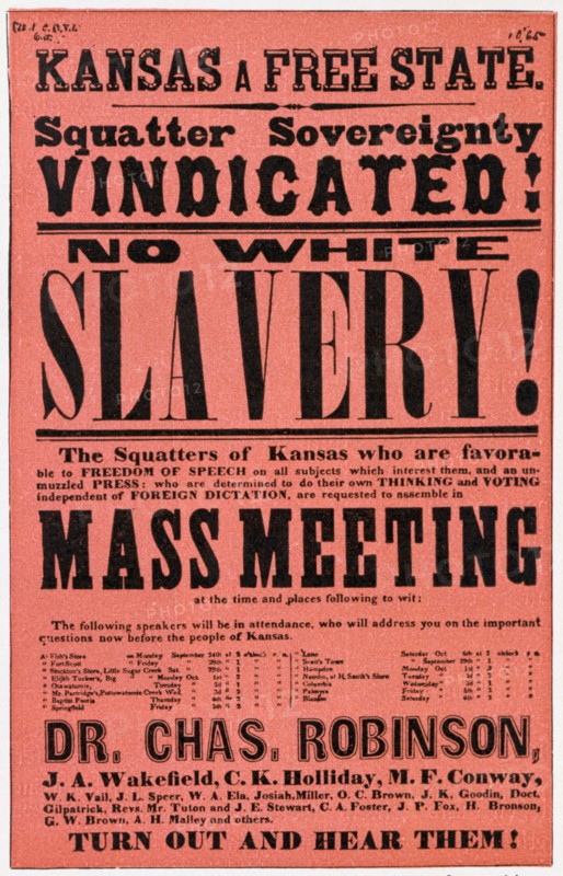Poster against slavery in Kansas, 19th century. Artist: Unknown