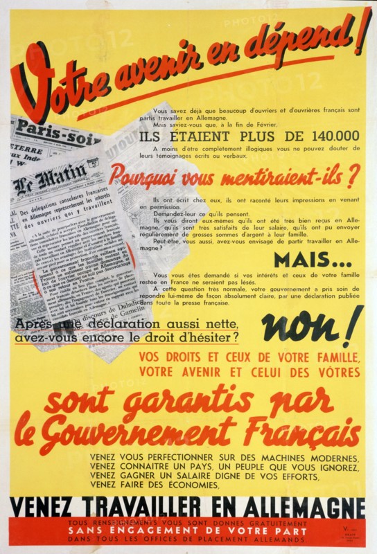 French workers for Germany poster, c1942-c1944. Artist: Unknown
