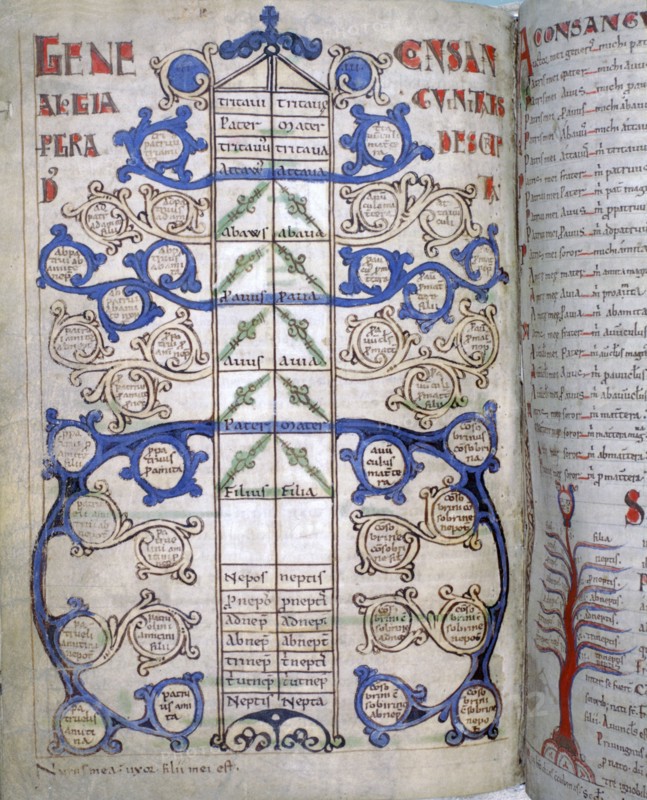 Table of the degrees of Consanguinity, a page from "Liber Floridus", 12th century.   Creator: Unknown.