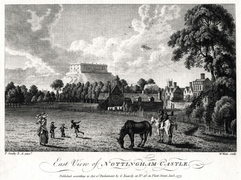 East view of Nottingham Castle, Nottinghamshire, 1777. Artist: William Watts