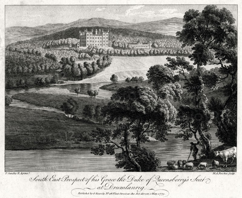 'South East Prospect of his Grace the Duke of Queensberry's seat at Drumlanrig', Scotland, 1775. Artist: Michael Angelo Rooker