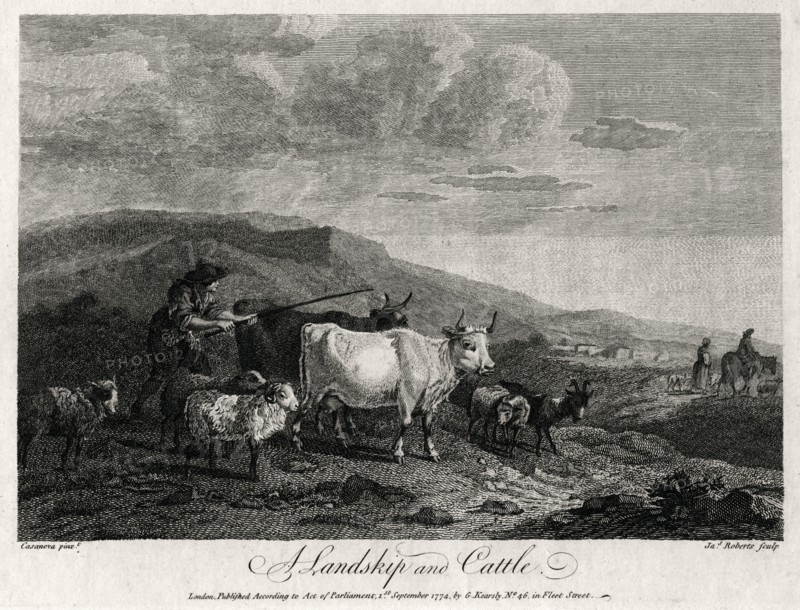 'A Landskip and Cattle', 1774.   Creator: James Roberts.