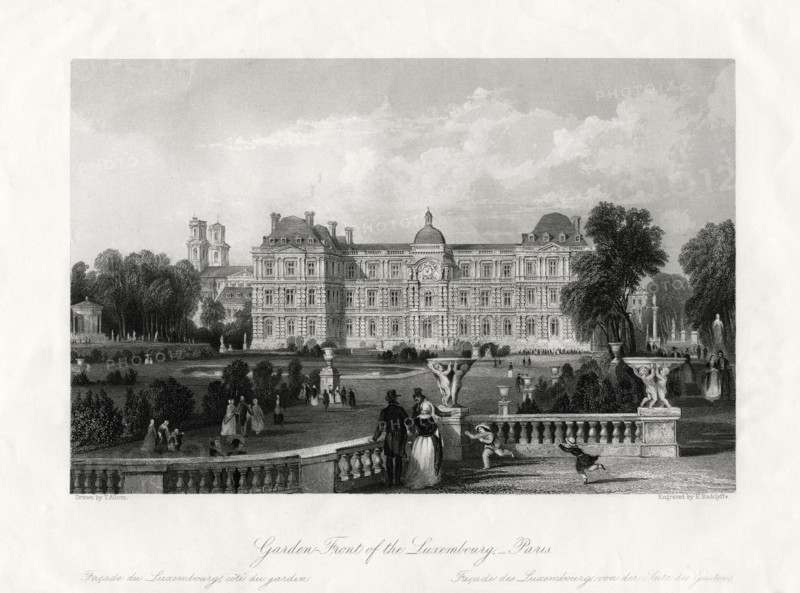 'Garden-Front of the Luxembourg, Paris', France, 1875. Artist: E Radclyffe
