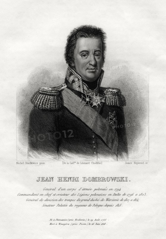 Jean Henri Dombrowski, Polish military commaner, 1845. Artist: James Hopwood