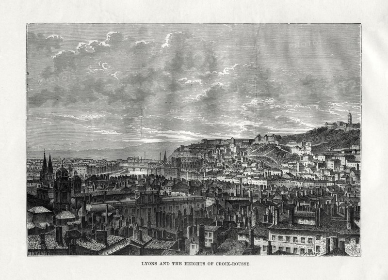 Lyon and the heights of Croix-Rousse, France, 1879. Artist: Hildibrand