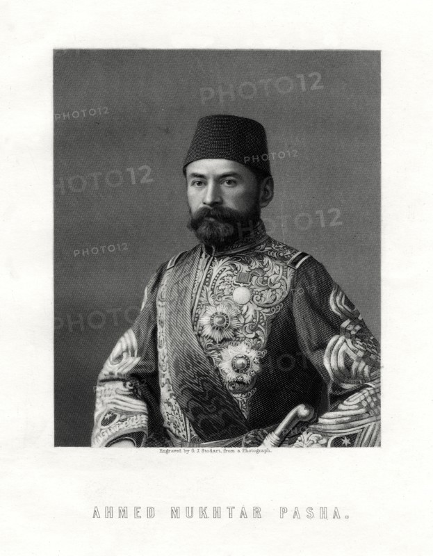 Ahmed Mukhtar Pasha, French and Ottoman Empire army officer, 19th century.Artist: George J Stodart