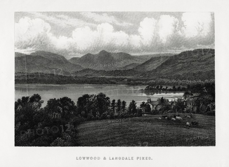 Lowwood and Langdale Pikes, Lake District, Cumbria, 1896. Artist: Unknown