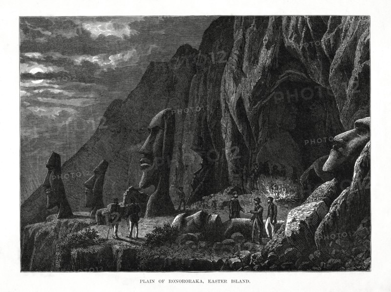 'Plain of Ronororaka, Easter Island', 1877. Artist: Unknown