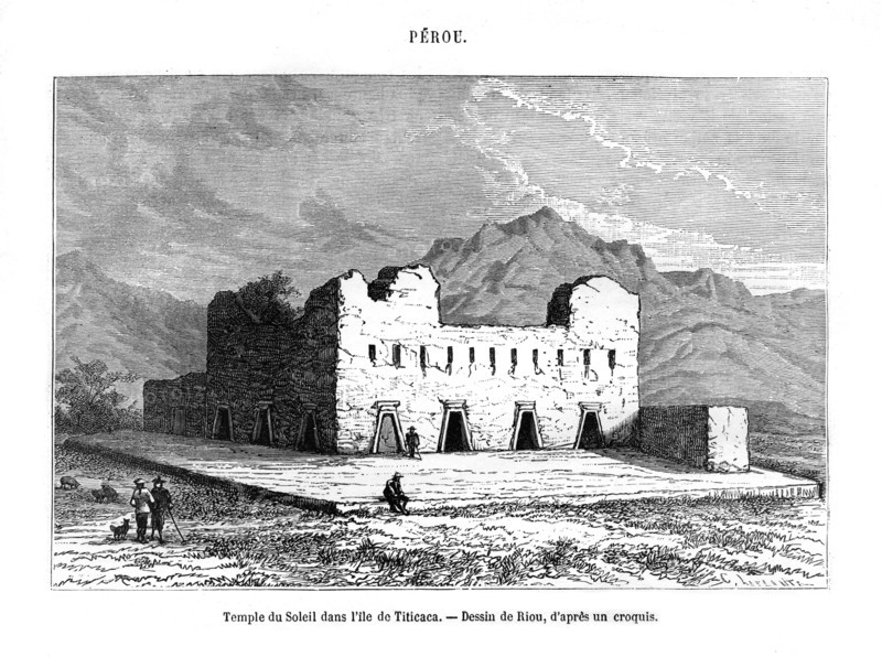 The Temple of the Sun on the island of Titicaca, Peru, 19th century. Artist: Edouard Riou