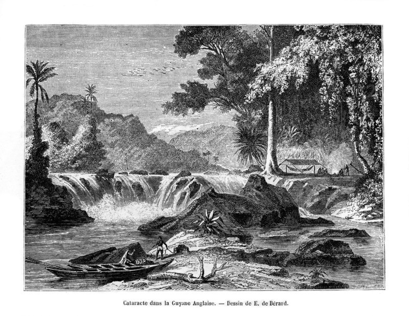 Waterfall, British Guiana, South America, 19th century. Artist: E de Berard