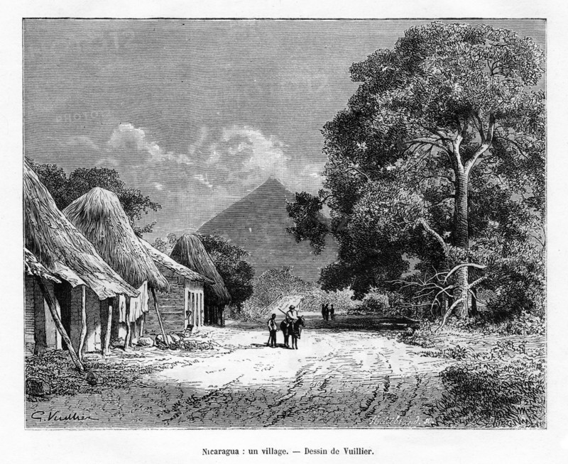 A village, Nicaragua, 19th century. Artist: Vuillier