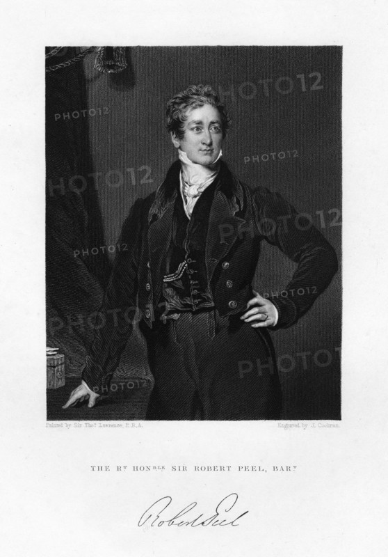 Sir Robert Peel, British Prime Minister, 19th century.Artist: J Cochran