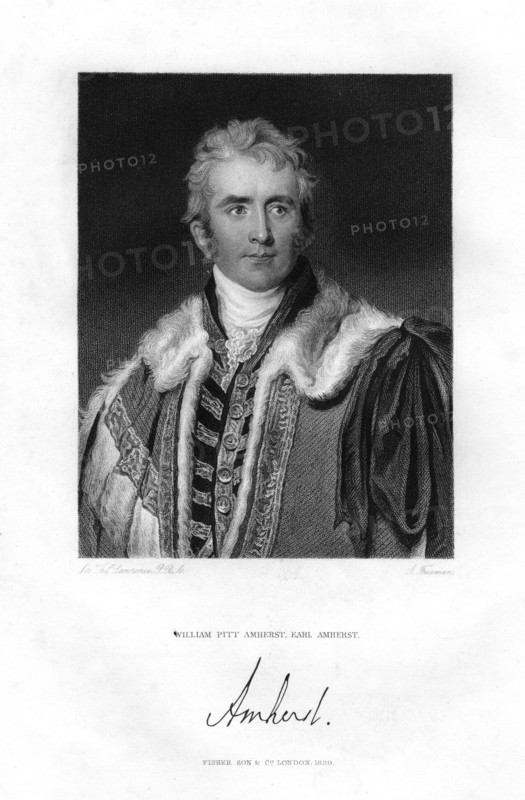 William Pitt Amherst, 1st Earl Amherst, Governor-General of India, 19th century.Artist: Freeman