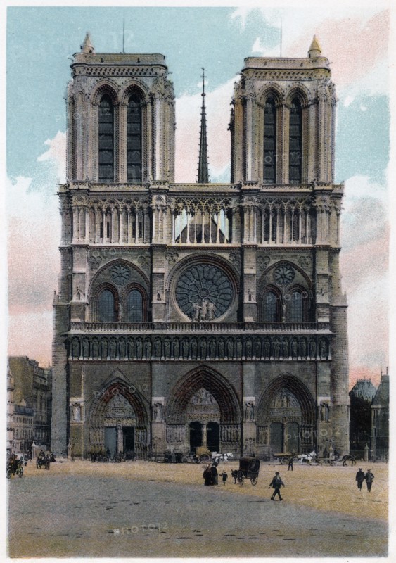 Notre Dame de Paris, Western Façade, c1900. Artist: Unknown