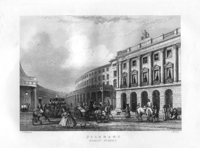 Quadrant, Regent Street, London, 19th century.Artist: J Woods