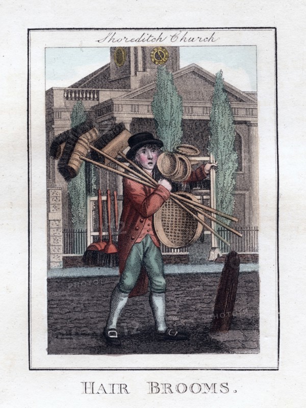 'Hair Brooms', Shoreditch Church, London, 1805. Artist: Unknown
