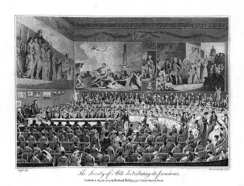The Society of Arts distributing its premiums, 1804. Artist: Isaac Taylor