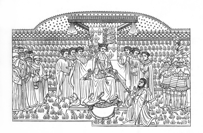 King Henry VI presenting a sword to the Earl of Shrewsbury, c1445, (1843).Artist: Henry Shaw