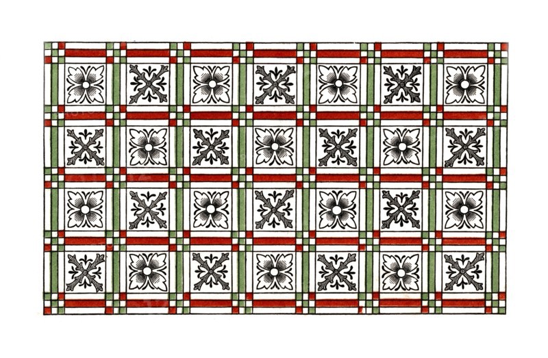 Ornamental pavement, 15th century, (1843).Artist: Henry Shaw