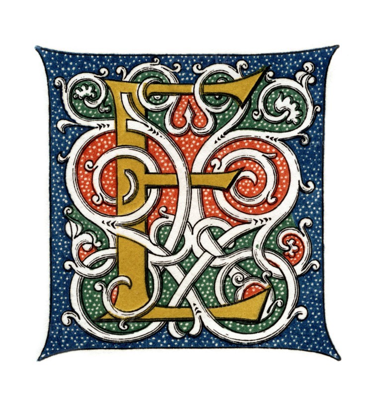 Initial letter 'E', (1843).Artist: Henry Shaw