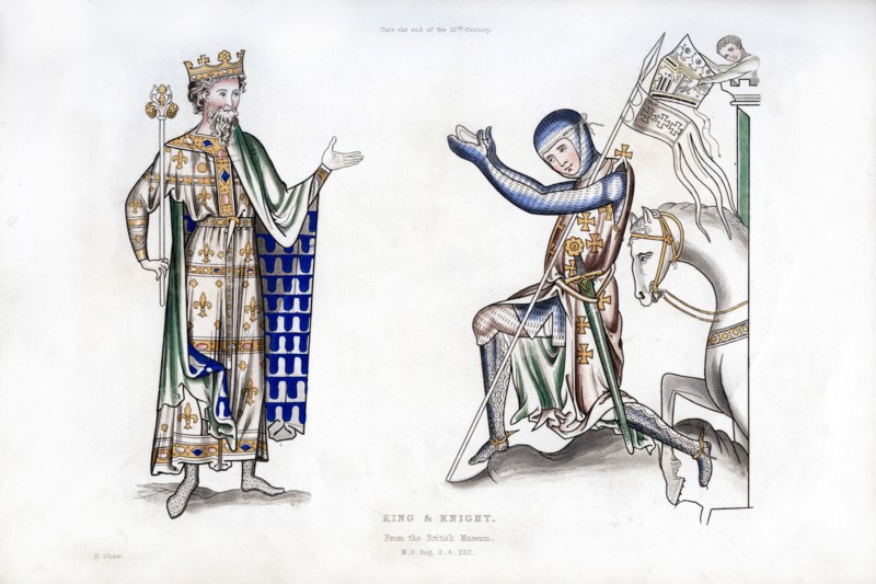 King and knight, late 12th century, (1843).Artist: Henry Shaw