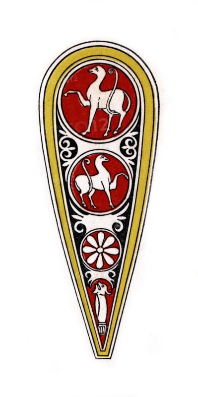 Shield, 12th century, (1843).Artist: Henry Shaw