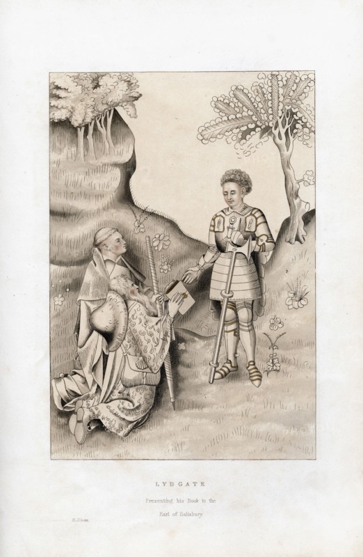 Lydgate presenting his book to the Earl of Salisbury, 1426, (1843).Artist: Henry Shaw