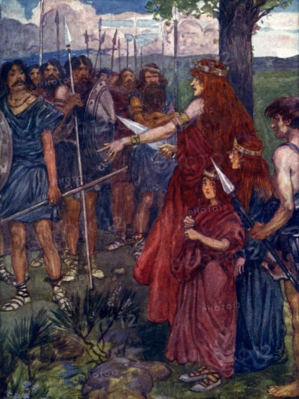 'Will you follow me, men?', c61 AD, (1905).Artist: A S Forrest