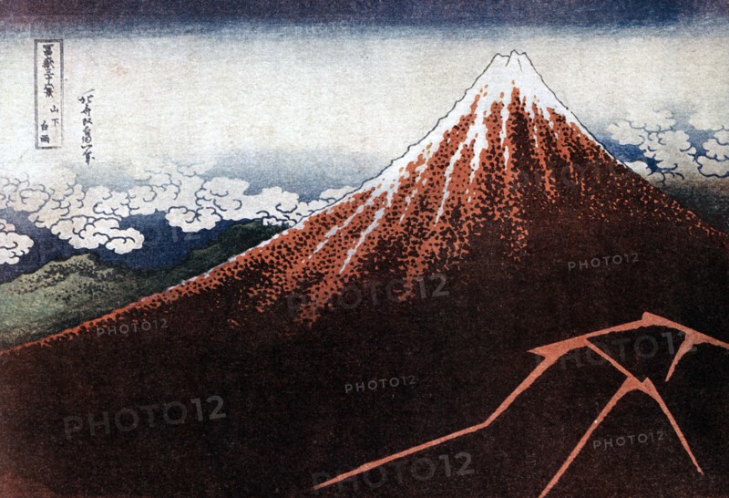 'Fuji above the Lightning', c1823.Artist: Hokusai