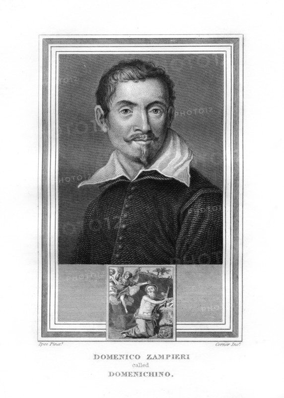 Domenichino, Italian Baroque era painter, (1825).Artist: John Corner