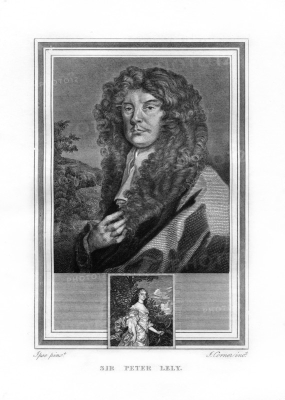 Sir Peter Lely, Dutch-born English Baroque era painter, (1825).Artist: John Corner