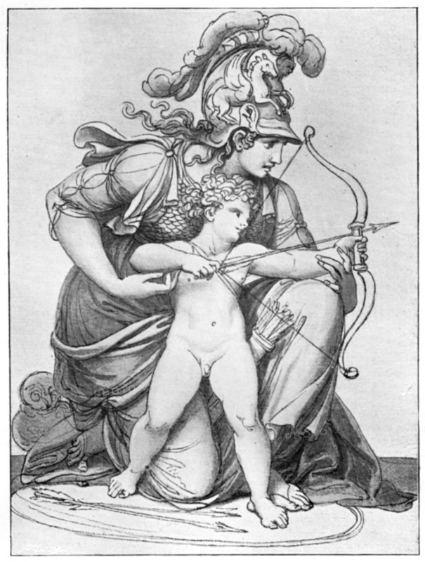 Minerva Directing the Arrow of Cupid', late 18th-early 19th century (1912).Artist: Richard Cosway