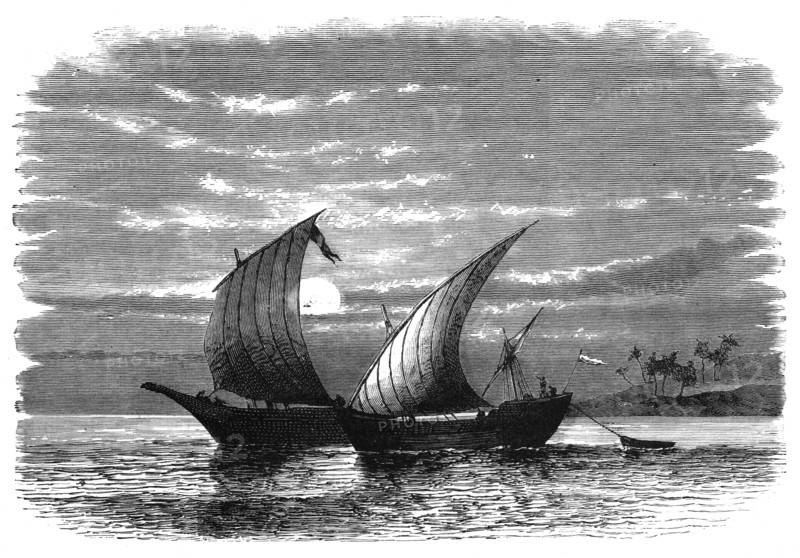 Arab dhows on the Red Sea, c1890. Artist: Unknown