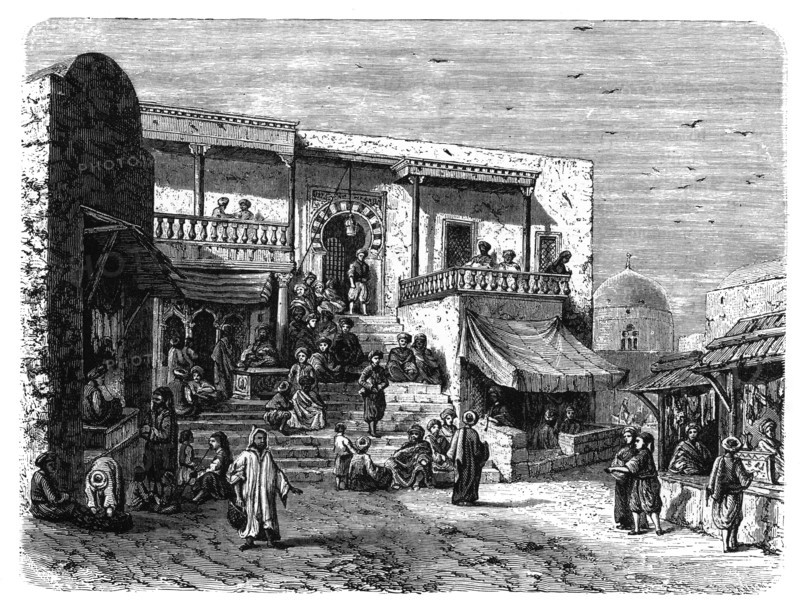 Moorish coffee house at Sidi Bou Said, Tunis, c1890. Artist: Unknown