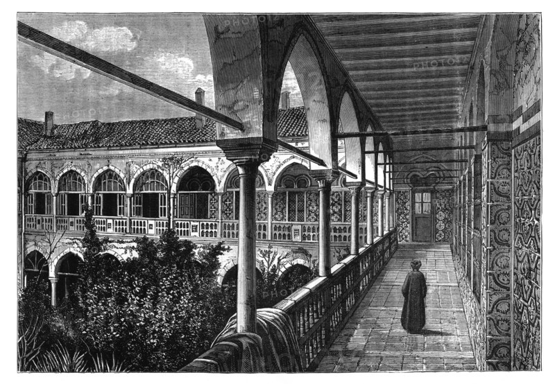 A gallery in the palace at Constantine, Algeria, c1890. Artist: Unknown
