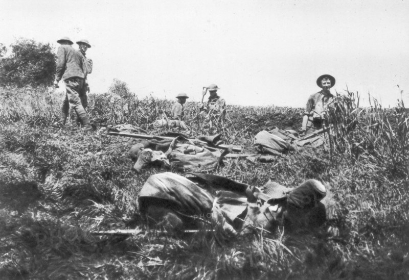 American marines digging trenches, Lucy-le-Bocage, France, 1 June, 1918. Artist: Unknown