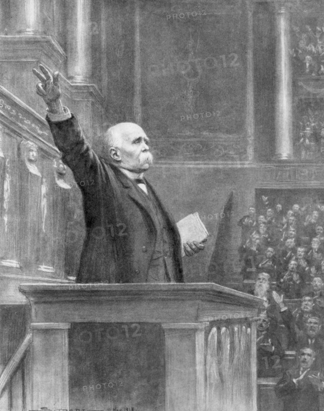 Prime Minister Georges Clemenceau announces the end of the war, 11am, 11 November 1918 (1926).Artist: J Simont