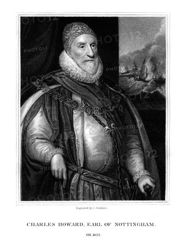 Charles Howard, 1st Earl of Nottingham, English statesman and admiral, (1825).Artist: J Jenkins