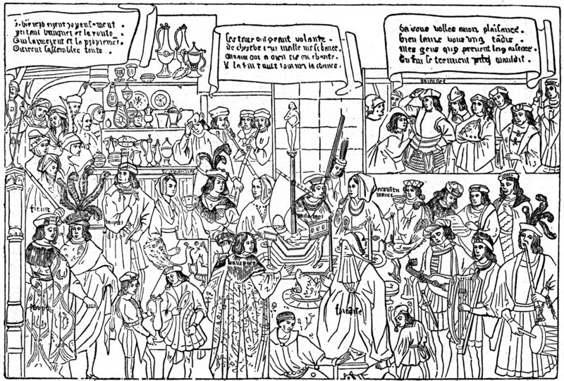 A banquet, late 15th century, (1910). Artist: Unknown