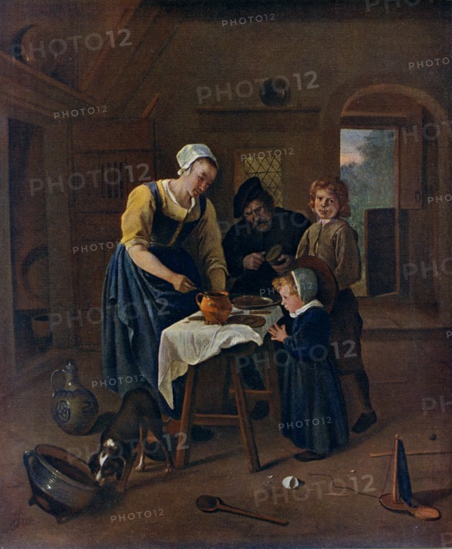 'A Peasant Family at Meal-time ('Grace before Meat')', c1665, (1912).Artist: Jan Steen