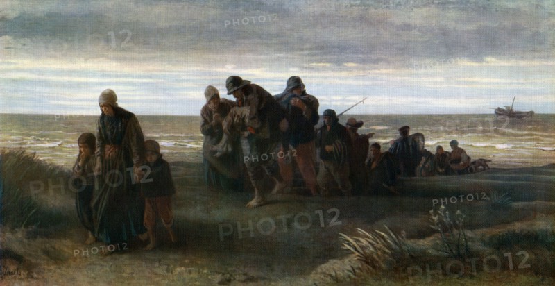 'Fishermen carrying a Drowned Man', c1861, (1912).Artist: Jozef Israels