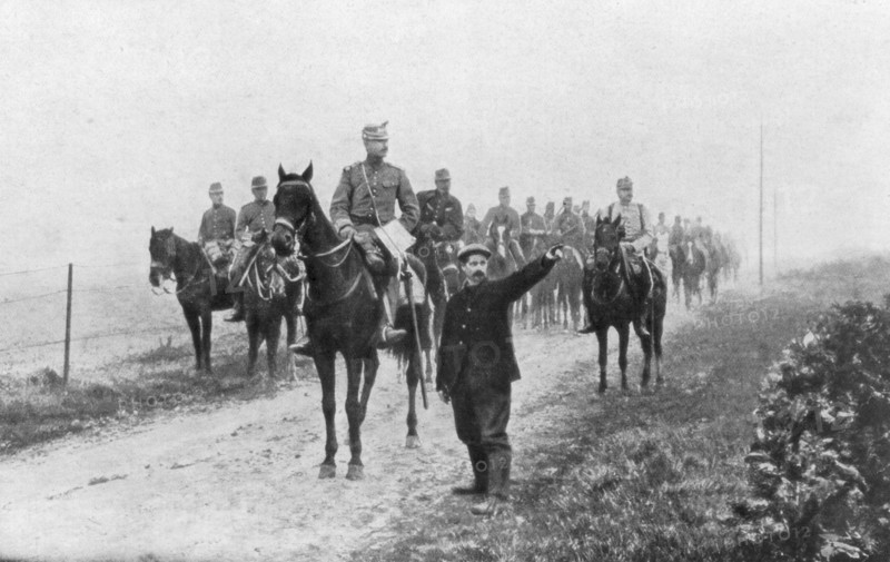 French cavalry on a reconnaissance mission, Somme, France, 1914. Artist: Unknown