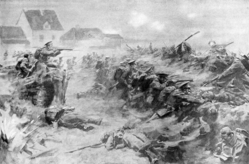 The English drive back the Germans at the Ypres front, Belgium, 11 November 1914, (1926). Artist: Unknown