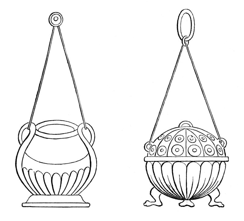Hanging lamps, 9th century, (1870). Artist: Unknown