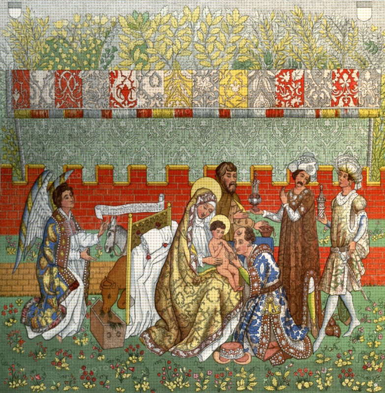 'The Adoration of the Magi', the tapestry of Berne, 14th century, (1870). Artist: Unknown