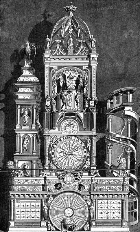 Astronomical clock of Strasbourg Cathedral, 1573, (1870). Artist: Unknown