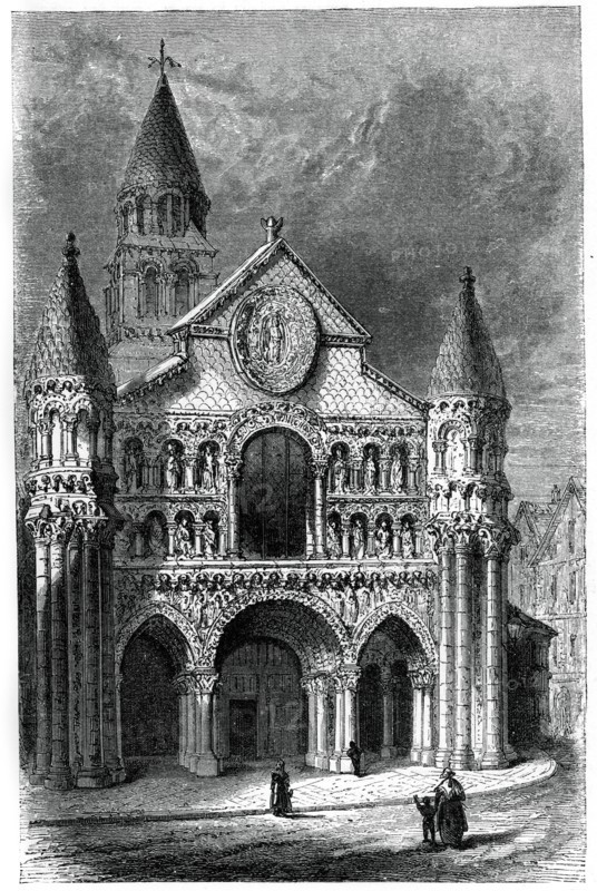 Church of Notre Dame de la Grande, Poitiers, France, 12th century, (1870). Artist: Unknown