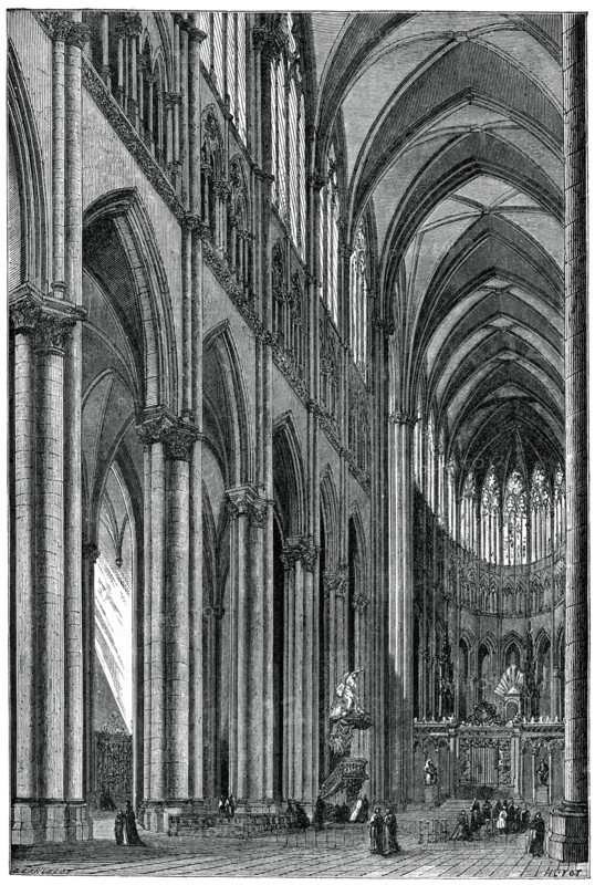 Interior of Amiens Cathedral, France, 13th century, (1870). Artist: J Huyot