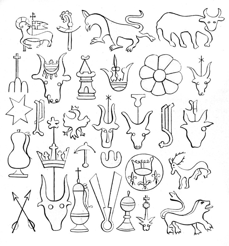 Watermarks on paper, 14th-15th century, (1870). Artist: Unknown
